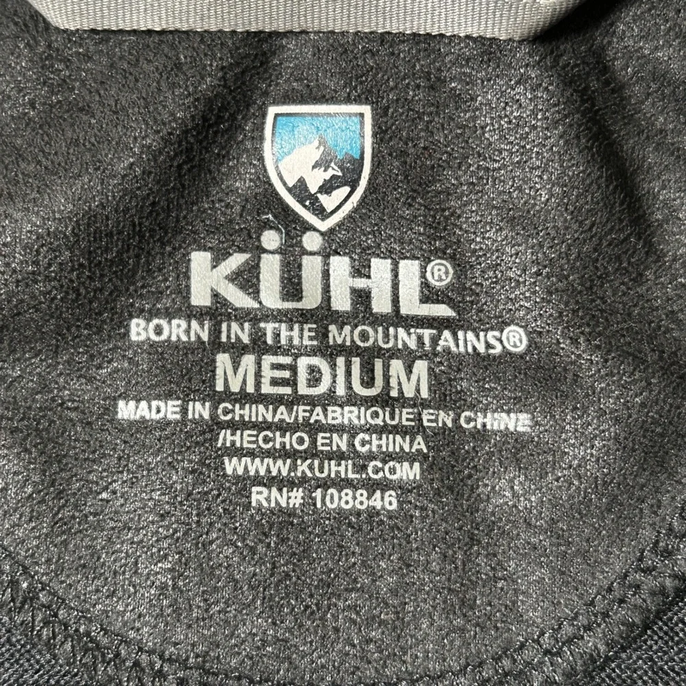 Kuhl Revel 1/4 Zip Pullover Mens Medium Black Gray Colorblock Thumbhole sweater
